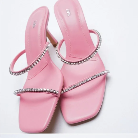 Zara Barbie Pink Sparkly Heels - Picture 1 of 13